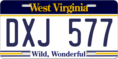 WV license plate DXJ577
