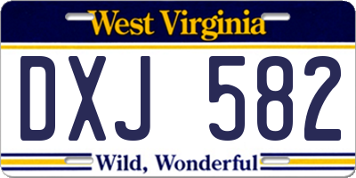 WV license plate DXJ582