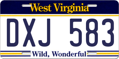WV license plate DXJ583