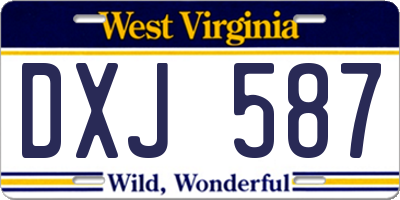 WV license plate DXJ587