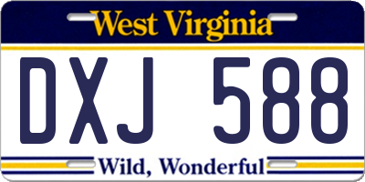 WV license plate DXJ588