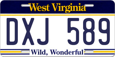 WV license plate DXJ589