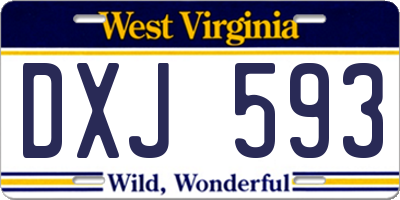 WV license plate DXJ593