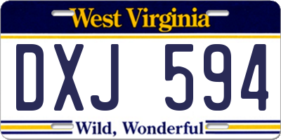 WV license plate DXJ594