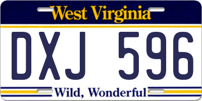 WV license plate DXJ596