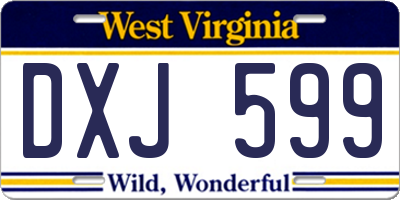WV license plate DXJ599