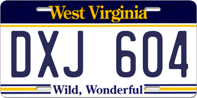WV license plate DXJ604