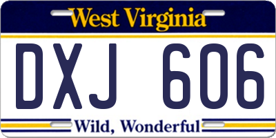 WV license plate DXJ606