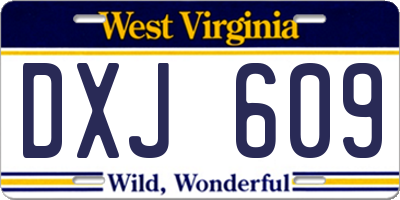 WV license plate DXJ609
