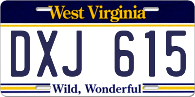WV license plate DXJ615
