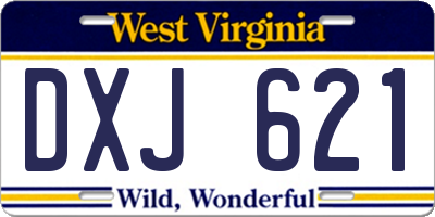 WV license plate DXJ621