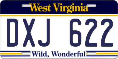 WV license plate DXJ622