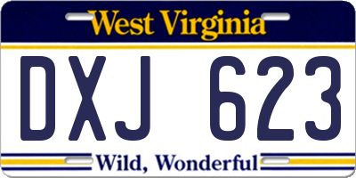 WV license plate DXJ623