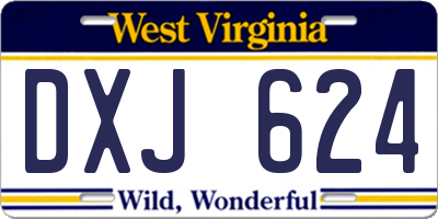 WV license plate DXJ624