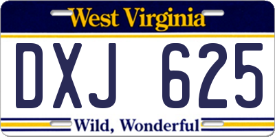 WV license plate DXJ625