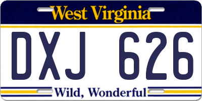 WV license plate DXJ626