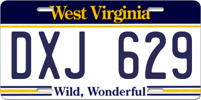 WV license plate DXJ629