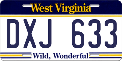 WV license plate DXJ633