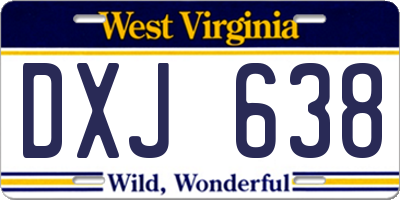 WV license plate DXJ638
