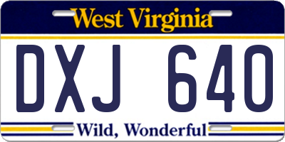 WV license plate DXJ640