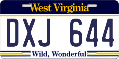 WV license plate DXJ644