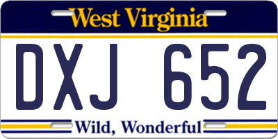 WV license plate DXJ652
