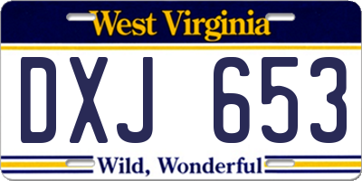 WV license plate DXJ653
