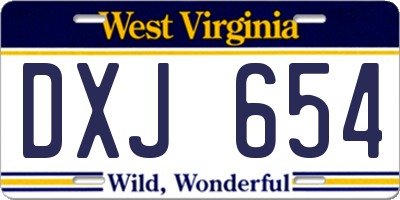 WV license plate DXJ654