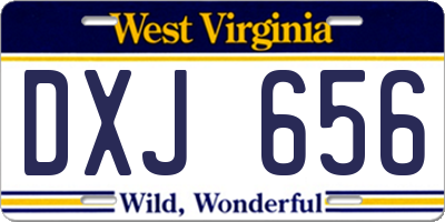 WV license plate DXJ656