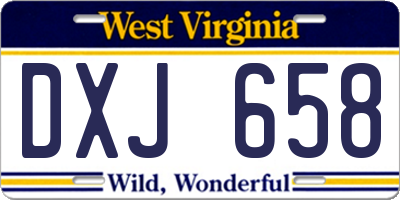 WV license plate DXJ658