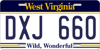 WV license plate DXJ660