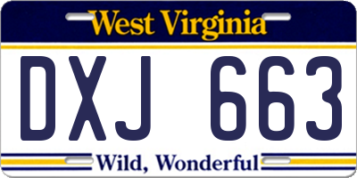 WV license plate DXJ663
