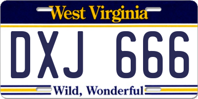WV license plate DXJ666
