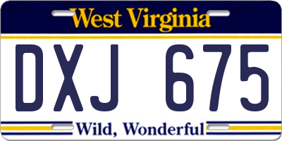 WV license plate DXJ675