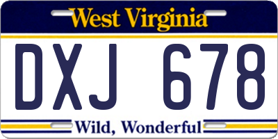 WV license plate DXJ678
