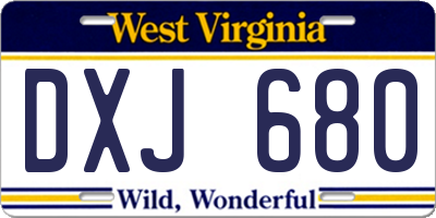 WV license plate DXJ680