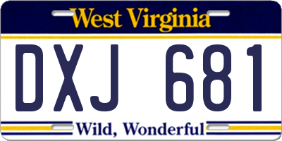 WV license plate DXJ681