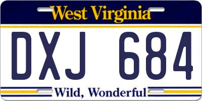 WV license plate DXJ684