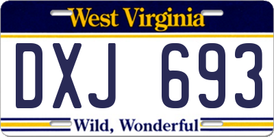 WV license plate DXJ693