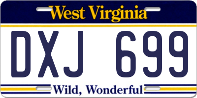 WV license plate DXJ699