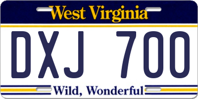 WV license plate DXJ700