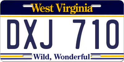 WV license plate DXJ710