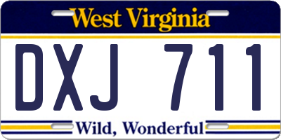 WV license plate DXJ711