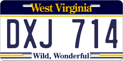 WV license plate DXJ714