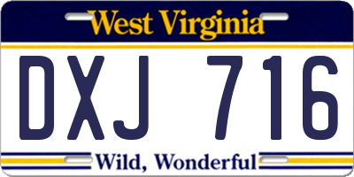 WV license plate DXJ716