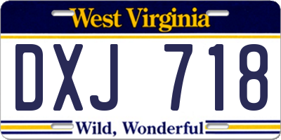 WV license plate DXJ718