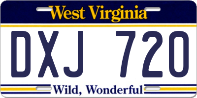 WV license plate DXJ720