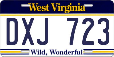 WV license plate DXJ723