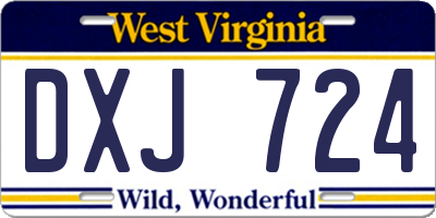 WV license plate DXJ724