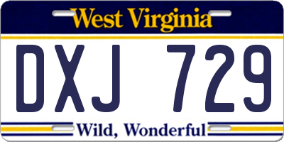 WV license plate DXJ729